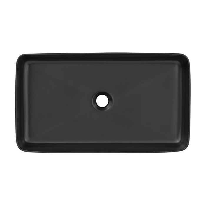 Vasque à poser rectangulaire 61x34 cm noir mat avec bonde clic-clac noire incluse