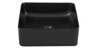 Vasque à poser carrée 37x37 cm noir mat avec bonde clic-clac noire incluse