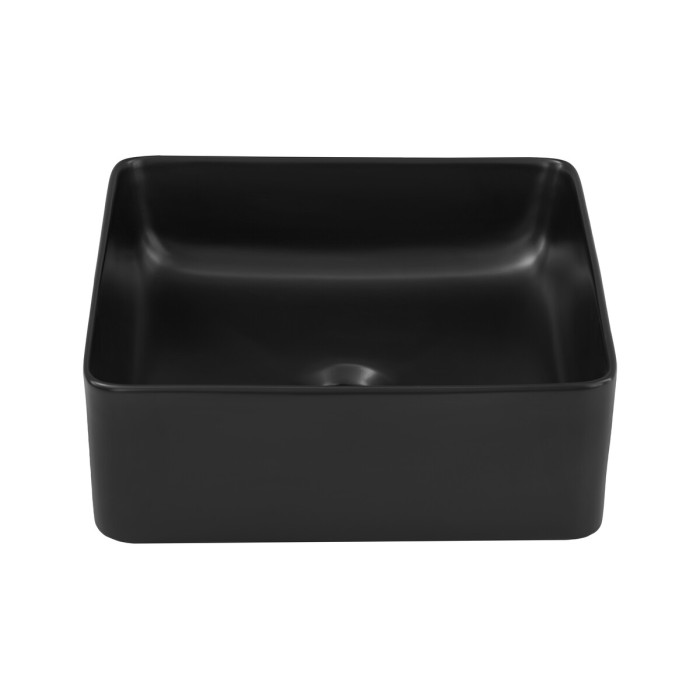 Lavabo da appoggio quadrato 37x37 cm nero opaco con piletta click-clack nera inclusa