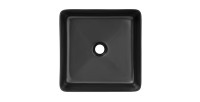 Vasque à poser carrée 37x37 cm noir mat avec bonde clic-clac noire incluse