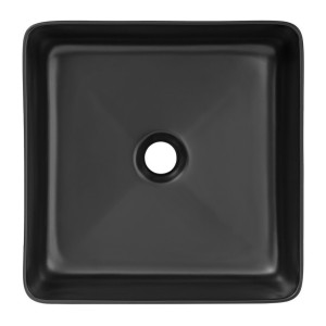 Vasque à poser carrée 37x37 cm noir mat avec bonde clic-clac noire incluse