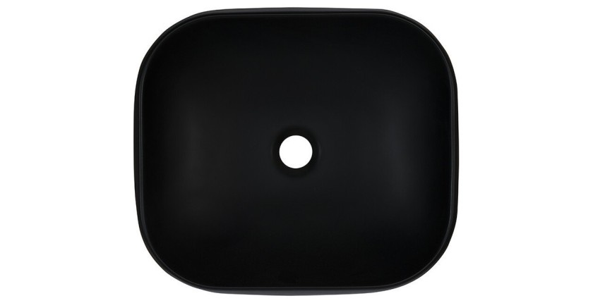 Vasque à poser rectangulaire 45x40 cm noir mat avec bonde clic-clac noire incluse