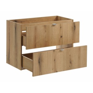 Meuble sous vasque à tiroirs aspect chêne foncé VANO 80cm ouvert