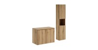 ensemble VANO chêne 110cm : meuble sous vasque à placards, plan pour vasque et colonne