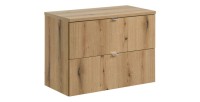 Ensemble VANO chêne 80cm : meuble sous vasque à tiroirs et plan pour vasque