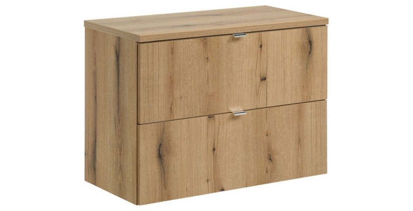 Ensemble VANO chêne 80cm : meuble sous vasque à tiroirs et plan pour vasque