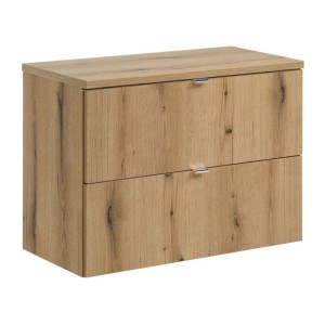 Ensemble VANO chêne 80cm : meuble sous vasque à tiroirs et plan pour vasque