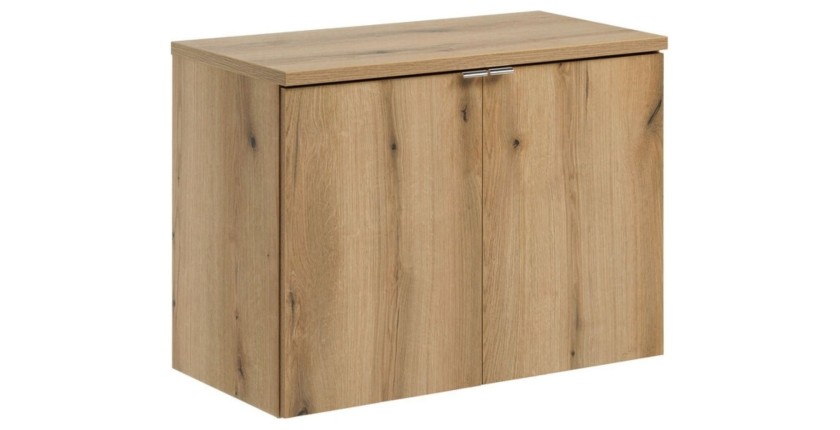 Ensemble VANO 80cm chêne : meuble sous vasque à placards et plan pour vasque