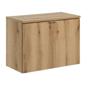 Ensemble VANO 80cm chêne : meuble sous vasque à placards et plan pour vasque