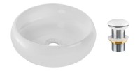 Vasque à poser ronde 36 cm blanc brillant avec bonde clic clac blanc