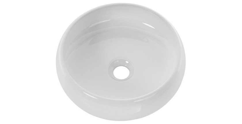 Vasque à poser ronde 36 cm blanc brillant avec bonde clic clac blanc