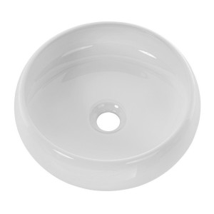 Vasque à poser ronde 36 cm blanc brillant avec bonde clic clac blanc