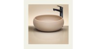 Vasque à poser ronde 36 cm cappuccino avec bonde clic clac beige