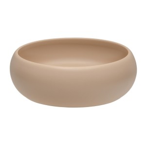 Vasque à poser ronde 36 cm cappuccino avec bonde clic clac beige