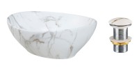 Vasque à poser ovale 41x33 cm effet marbre avec bonde clic clac