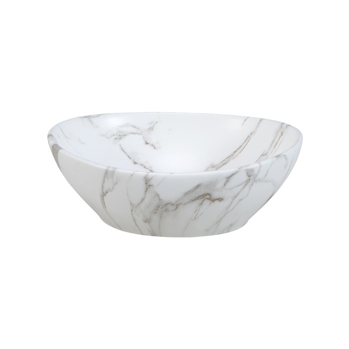 Lavabo da appoggio ovale 41x33 cm effetto marmo con piletta click clack