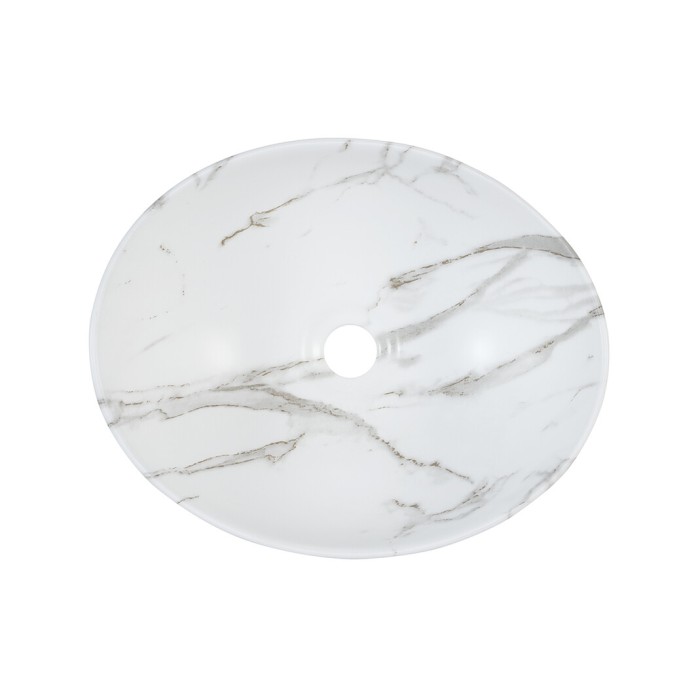 Lavabo da appoggio ovale 41x33 cm effetto marmo con piletta click clack