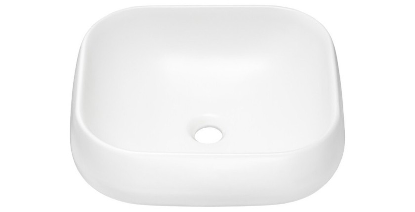 Vasque à poser rectangulaire 45x40 cm blanc mat avec bonde clic clac