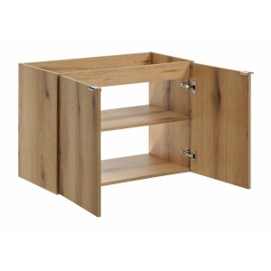 Meuble sous vasque à placards aspect chêne foncé VANO 80cm ouvert