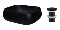 Vasque à poser rectangulaire 45x40 cm noir mat avec bonde clic clac