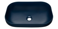 Vasque à poser rectangulaire 50,4x35,2 cm bleu marine mat avec bonde clic clac