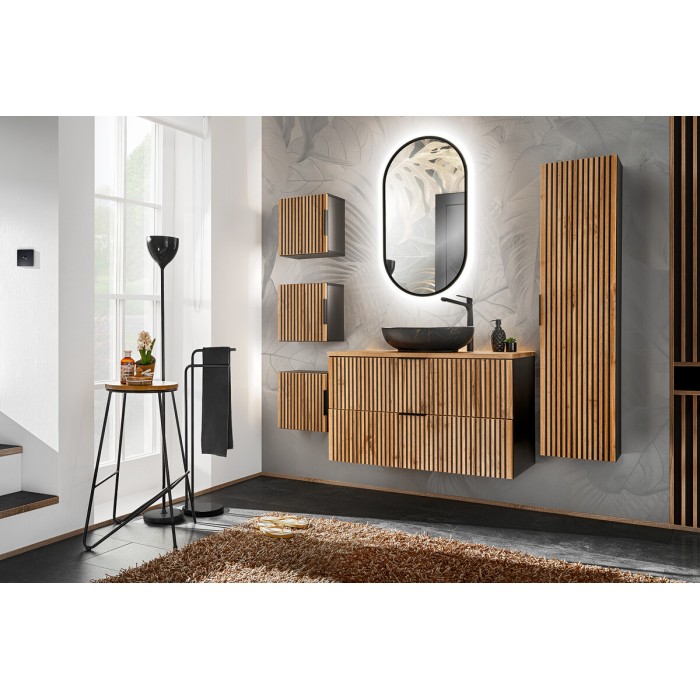 Lavabo da appoggio ovale 52x39,5 cm nero e dorato effetto marmo con piletta click clack