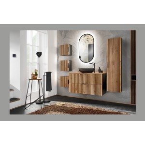 Vasque à poser ovale 52x39,5 cm noir et doré effet marbre avec bonde clic clac