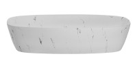 Vasque à poser ovale 60x30 cm blanc effet marbre avec bonde clic clac