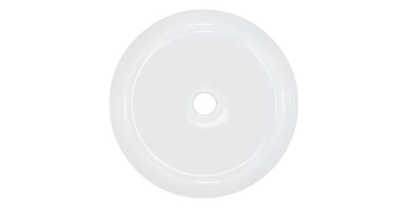 Vasque à poser ronde 36,5 cm blanc brillant avec bonde clic clac