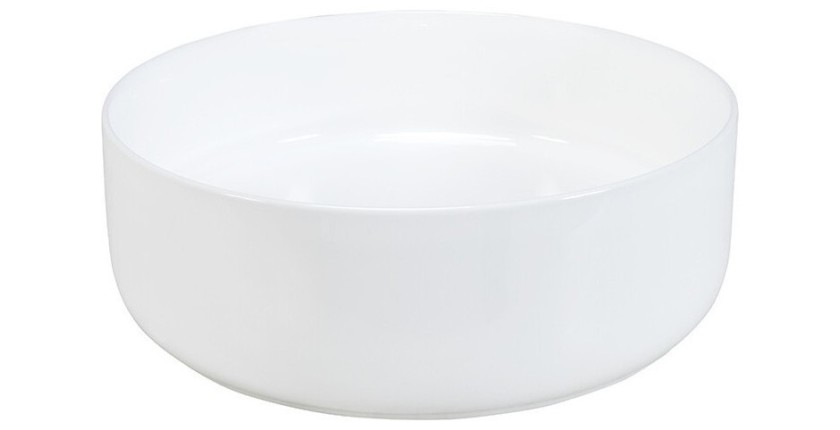 Vasque à poser ronde 36,5 cm blanc brillant avec bonde clic clac