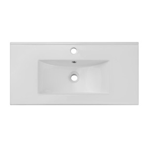 Conjunto de baño colgante VANO acabado en roble y blanco 80cm: mueble bajo lavabo con armarios + lavabo empotrado