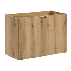 Conjunto de baño colgante VANO acabado en roble y blanco 80cm: mueble bajo lavabo con armarios + lavabo empotrado