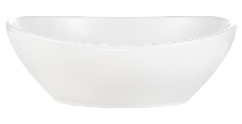 Ovale opbouwwastafel 40,5x33 cm glanzend wit met klik-klak afvoerplug