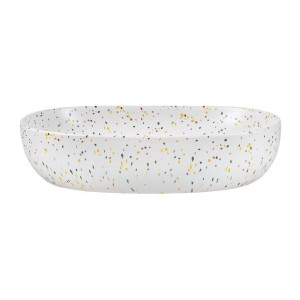 Lavabo ovalado de sobreponer 60x41,5 cm blanco moteado multicolor con desagüe clic clac