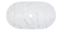 Vasque à poser ovale 61,5x36 cm blanc effet marbre avec bonde clic clac