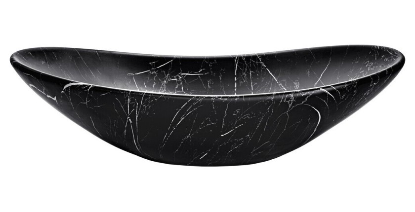 Vasque à poser ovale 61,5x36 cm noir effet marbre avec bonde clic clac