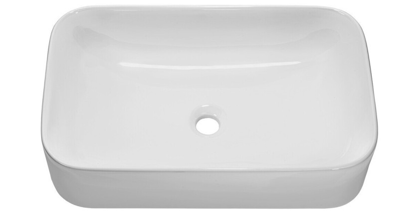 Vasque à poser rectangulaire 61x38 cm blanc brillant avec bonde clic clac