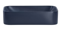 Vasque à poser rectangulaire 61x38 cm bleu marine brillant avec bonde clic clac