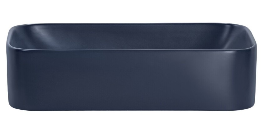Vasque à poser rectangulaire 61x38 cm bleu marine brillant avec bonde clic clac