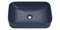Vasque à poser rectangulaire 61x38 cm bleu marine brillant avec bonde clic clac