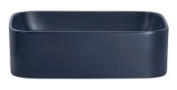 Vasque à poser rectangulaire 50,5x38 cm bleu marine mat avec bonde clic clac