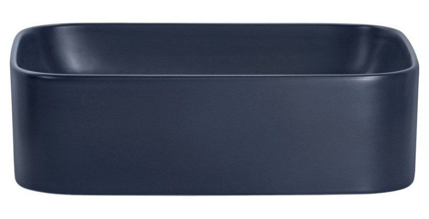 Vasque à poser rectangulaire 50,5x38 cm bleu marine mat avec bonde clic clac