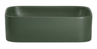 Vasque à poser rectangulaire 50,5x38 cm vert mat avec bonde clic clac