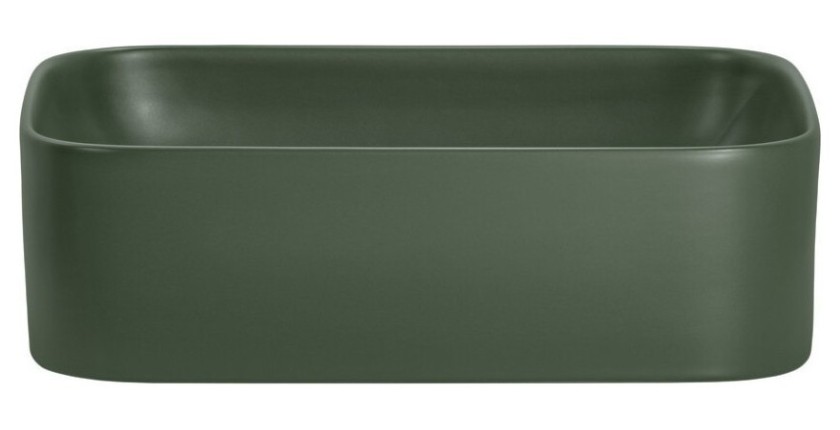 Vasque à poser rectangulaire 50,5x38 cm vert mat avec bonde clic clac