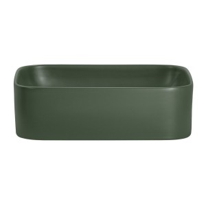 Vasque à poser rectangulaire 50,5x38 cm vert mat avec bonde clic clac