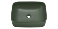 Vasque à poser rectangulaire 50,5x38 cm vert mat avec bonde clic clac