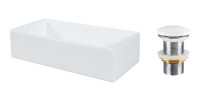 Vasque à poser rectangulaire 45x22 cm blanc brillant avec bonde clic clac