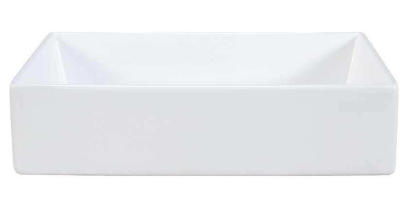 Vasque à poser rectangulaire 45x22 cm blanc brillant avec bonde clic clac