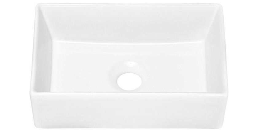 Vasque à poser rectangulaire 35x22 cm blanc brillant avec bonde clic clac