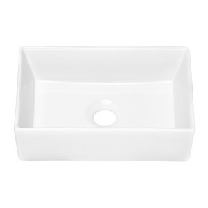 Vasque à poser rectangulaire 35x22 cm blanc brillant avec bonde clic clac